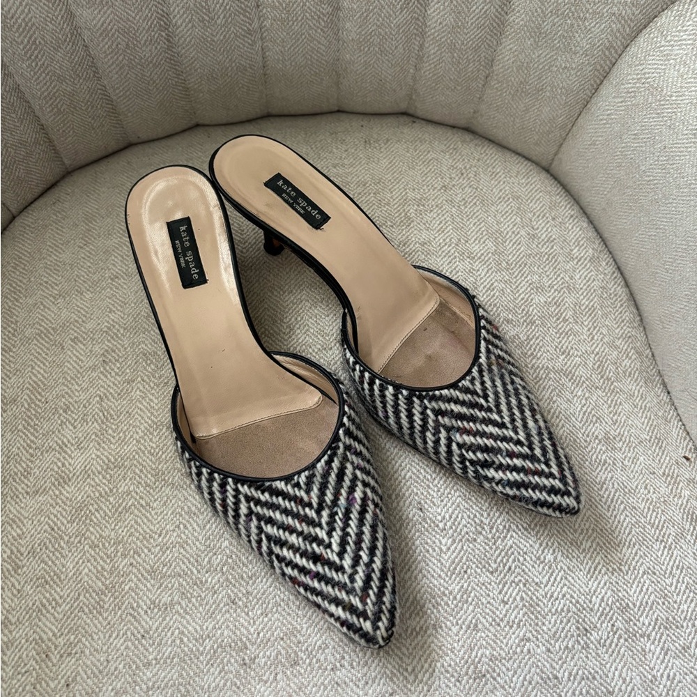 Kate Spade Vintage Wool Mules Kitten Heels